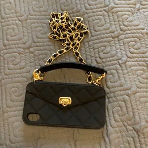 Black phone case/card holder with shoulder strap